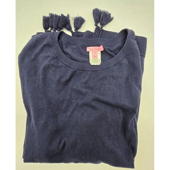 Lilly Pulitzer Womens Navy Sweater With Tassel Trim Accents Size M - Picture 1 of 6